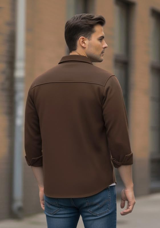 DEELMO Men’s Stylish Cotton Blend Casual Shirt || Full Sleeve Button-Down Shirt with Dual Flap Pockets || Comfortable Breathable Fabric || Perfect for Casual Office and Outing Wear