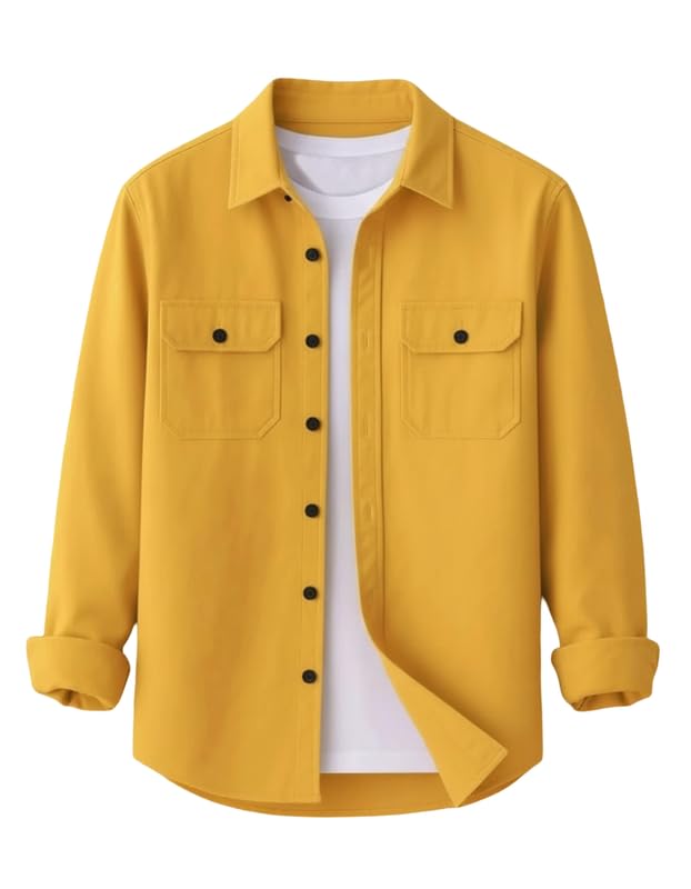 DEELMO Men’s Stylish Cotton Blend Casual Shirt || Full Sleeve Button-Down Shirt with Dual Flap Pockets || Comfortable Breathable Fabric || Perfect for Casual Office and Outing Wear