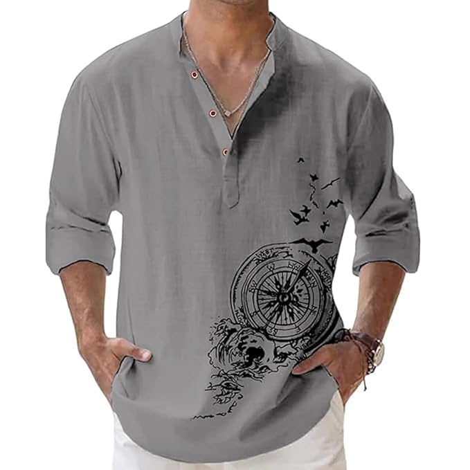 DEELMO Men's Cotton Blend Mandarin Collar Self One Design Full Sleeve Casual Short Kurta