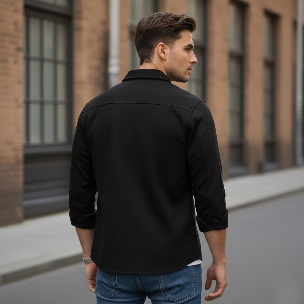 DEELMO Men’s Stylish Cotton Blend Casual Shirt || Full Sleeve Button-Down Shirt with Dual Flap Pockets || Comfortable Breathable Fabric || Perfect for Casual Office and Outing Wear