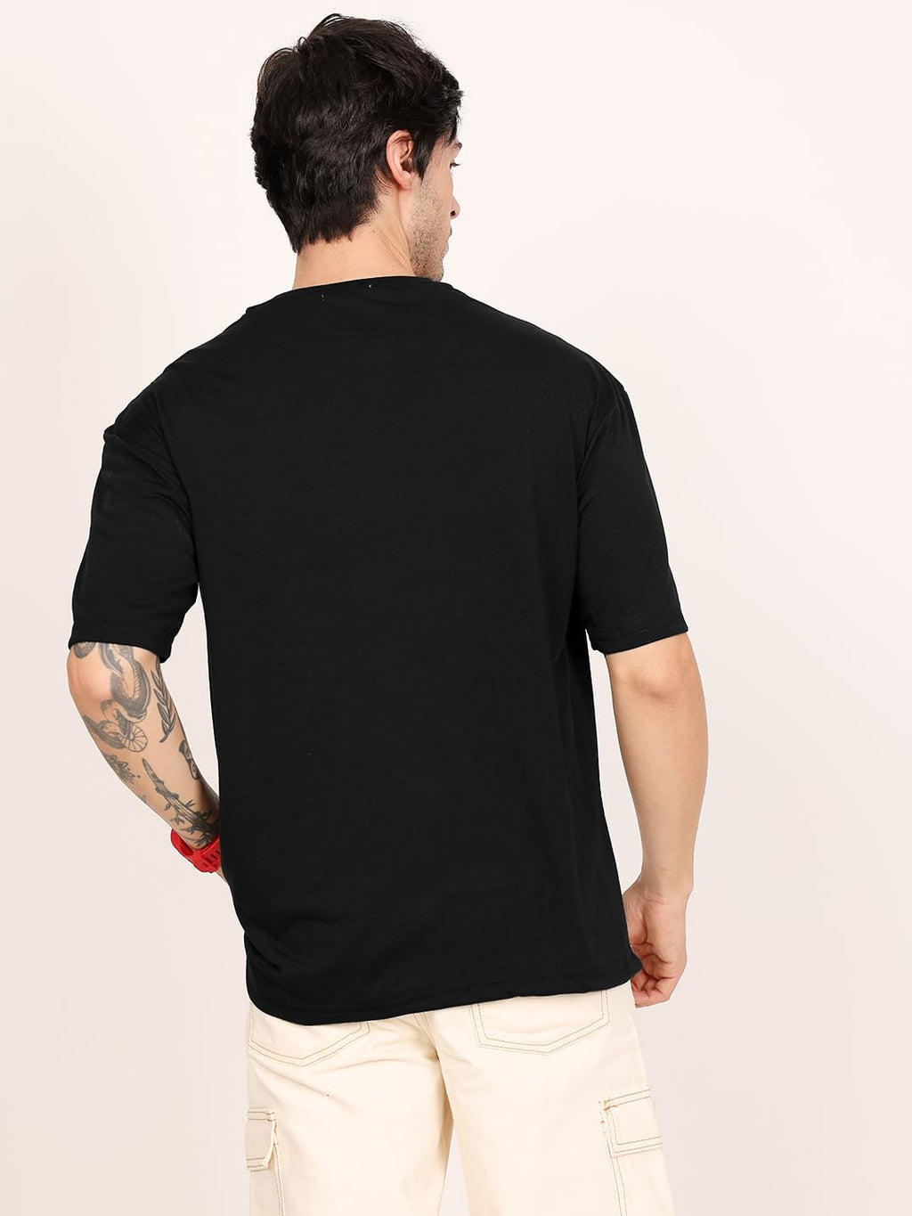 LEOTUDE Men's Half Sleeve Round Neck Cottonblend Graphic Print Oversized Tshirt for Man