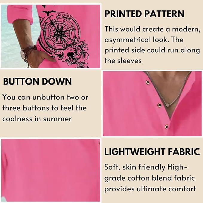 DEELMO Men's Cotton Blend Mandarin Collar Self One Design Full Sleeve Casual Short Kurta