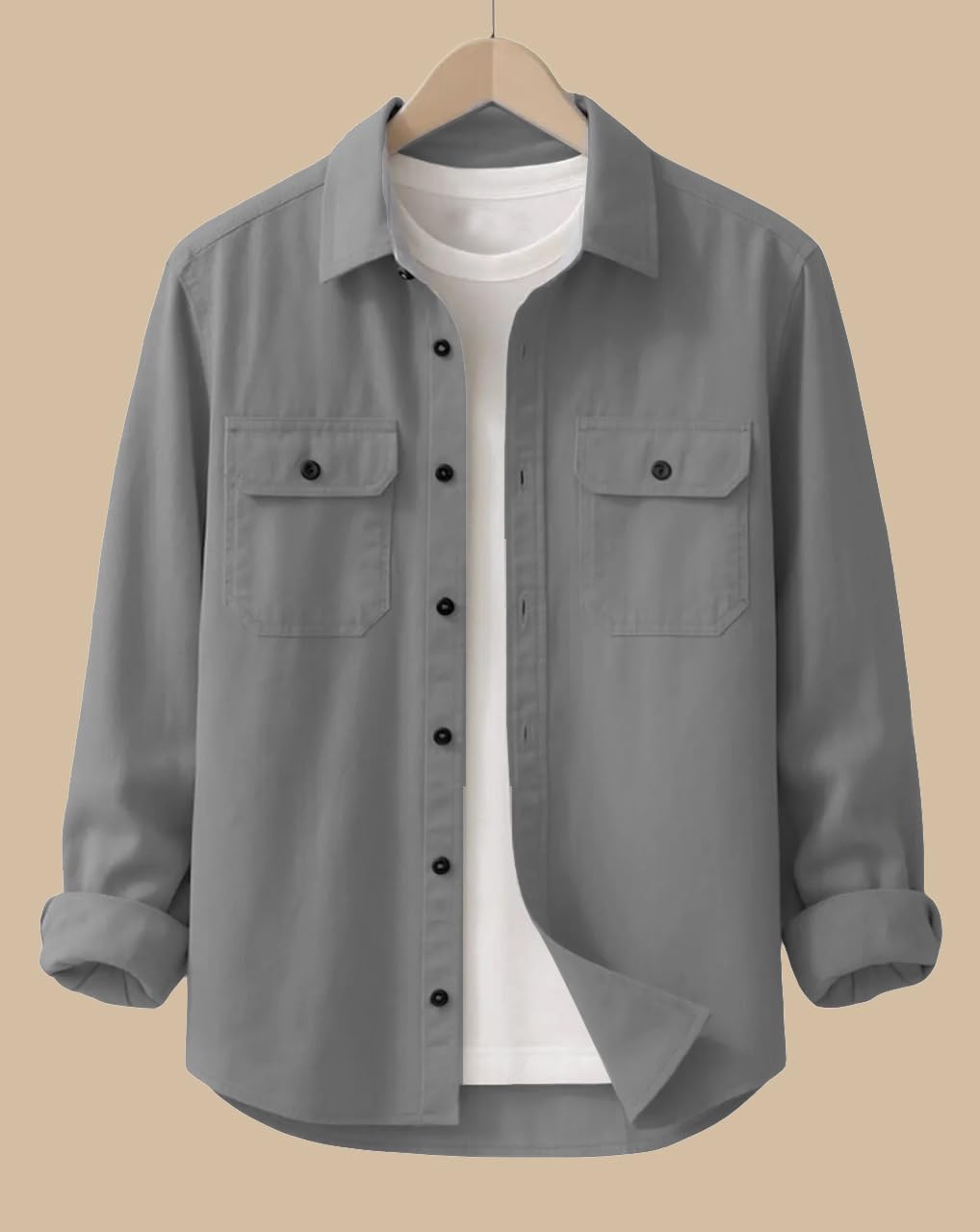 DEELMO Men’s Stylish Cotton Blend Casual Shirt || Full Sleeve Button-Down Shirt with Dual Flap Pockets || Comfortable Breathable Fabric || Perfect for Casual Office and Outing Wear