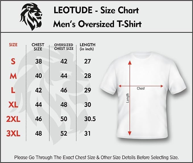 LEOTUDE Men's Half Sleeve Round Neck Cottonblend Graphic Print Oversized Tshirt for Man