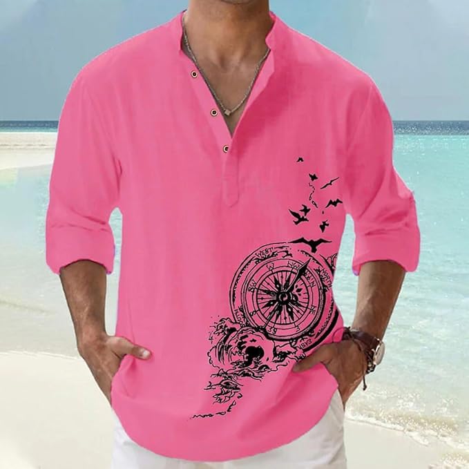 DEELMO Men's Cotton Blend Mandarin Collar Self One Design Full Sleeve Casual Short Kurta