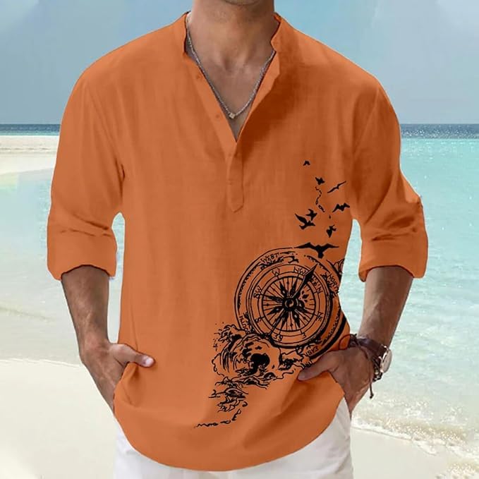 DEELMO Men's Cotton Blend Mandarin Collar Self One Design Full Sleeve Casual Short Kurta