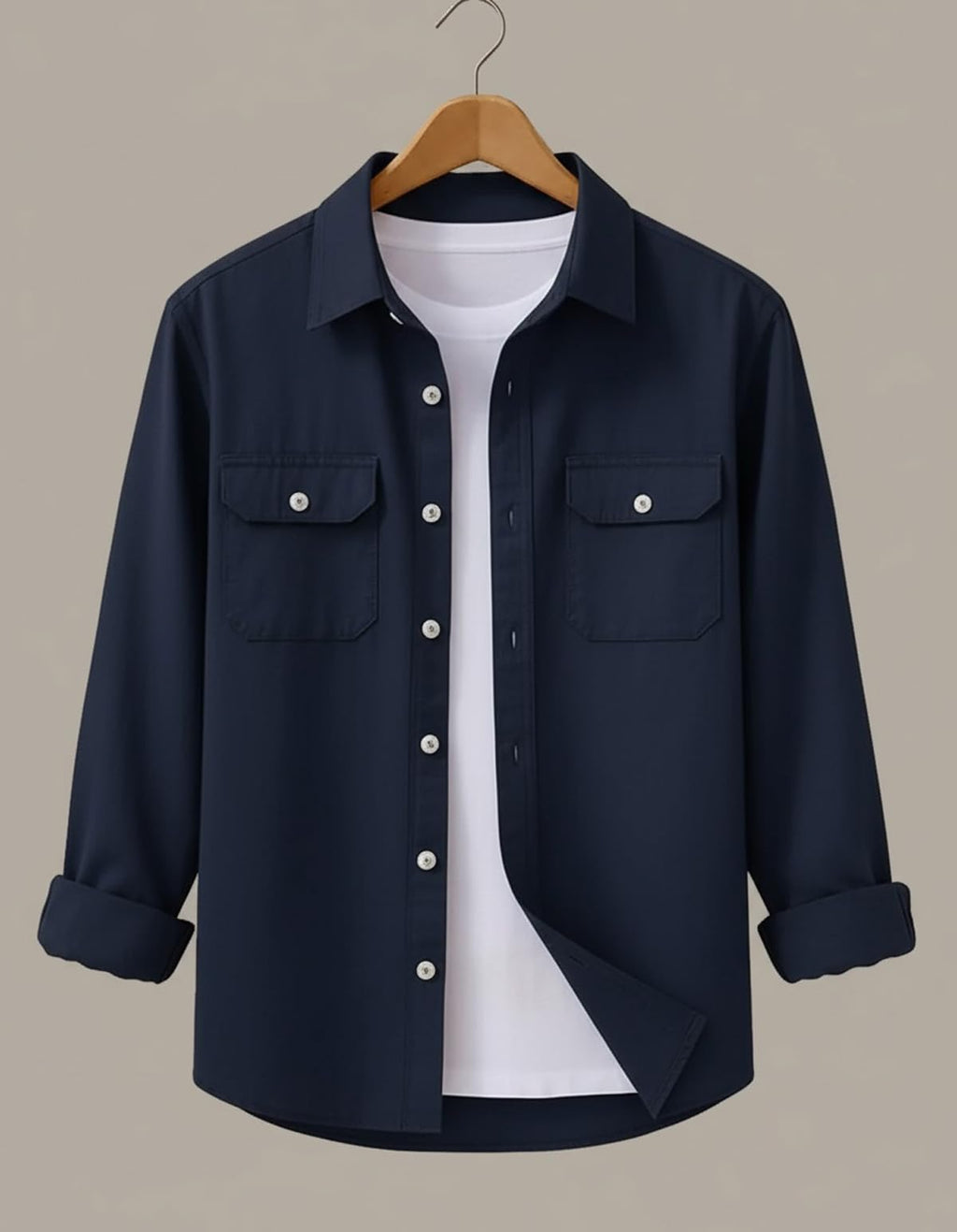 DEELMO Men’s Stylish Cotton Blend Casual Shirt || Full Sleeve Button-Down Shirt with Dual Flap Pockets || Comfortable Breathable Fabric || Perfect for Casual Office and Outing Wear