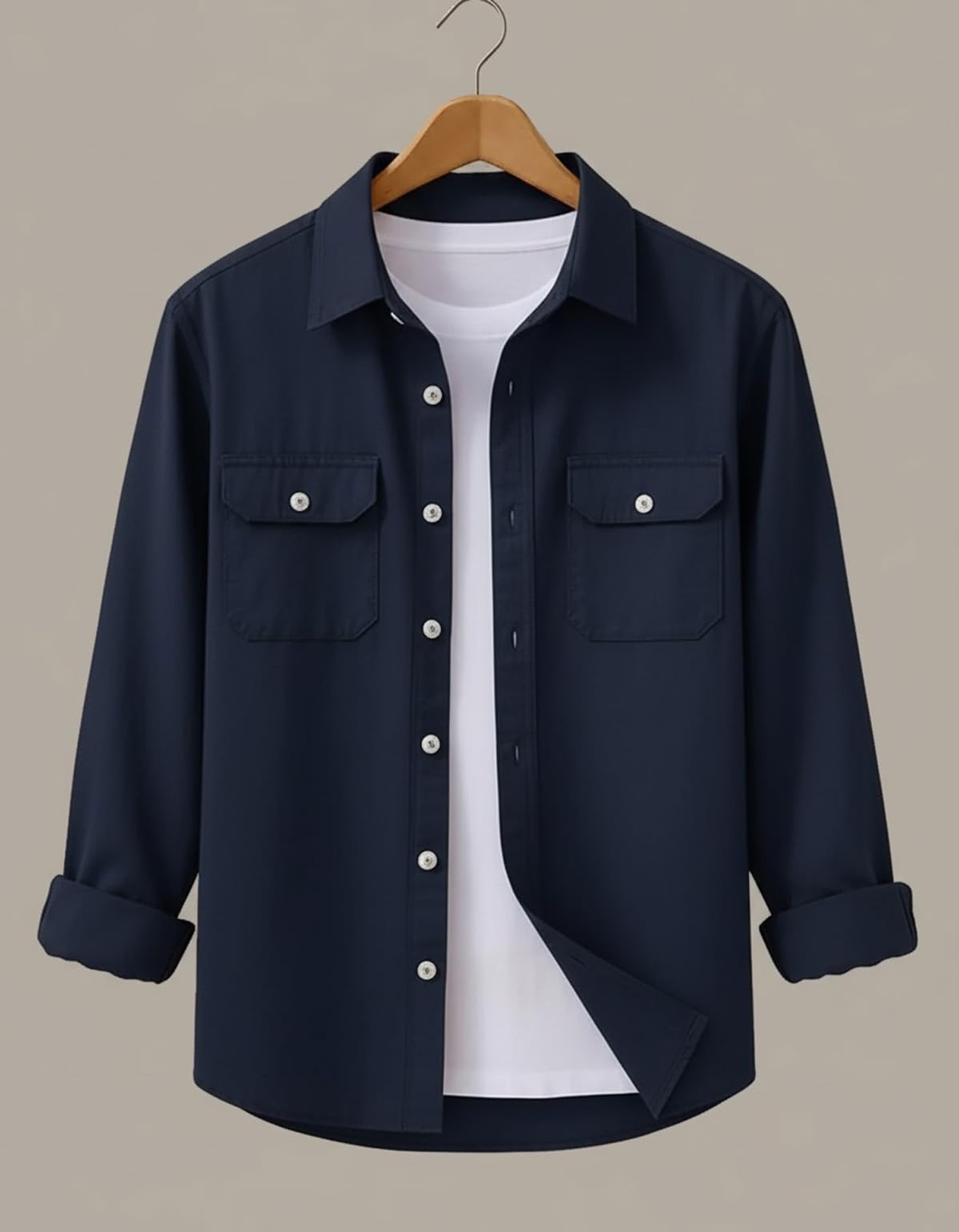 DEELMO Men’s Stylish Cotton Blend Casual Shirt || Full Sleeve Button-Down Shirt with Dual Flap Pockets || Comfortable Breathable Fabric || Perfect for Casual Office and Outing Wear