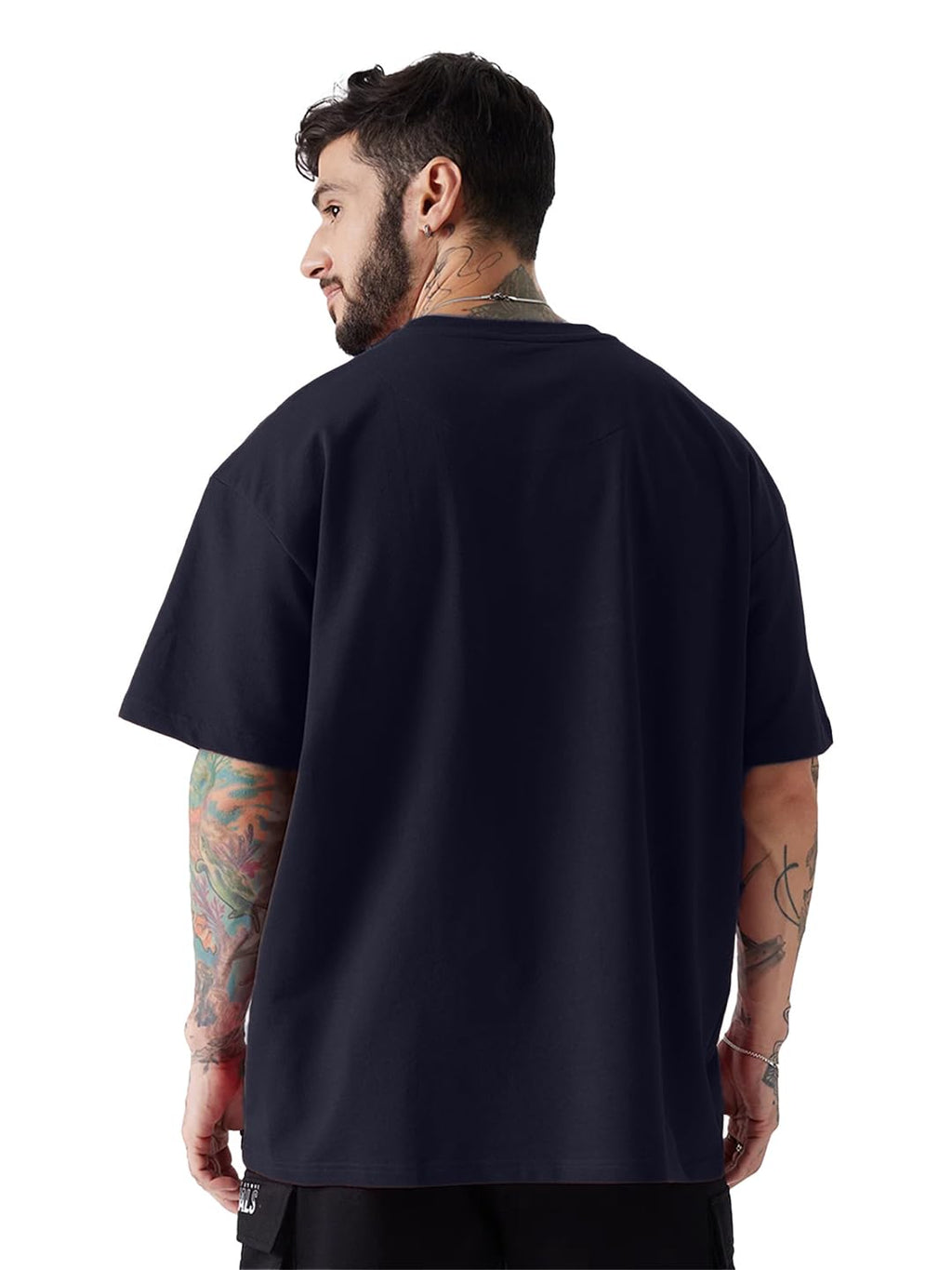 LEOTUDE Men's Half Sleeve Round Neck Cottonblend Graphic Print Oversized Tshirt for Man