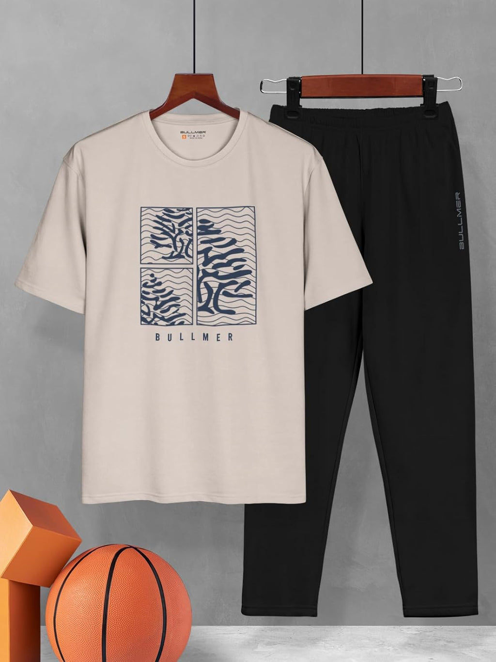 BULLMER Trendy Clothing Set with Oversized T-Shirt & Pants Co-ords for Men