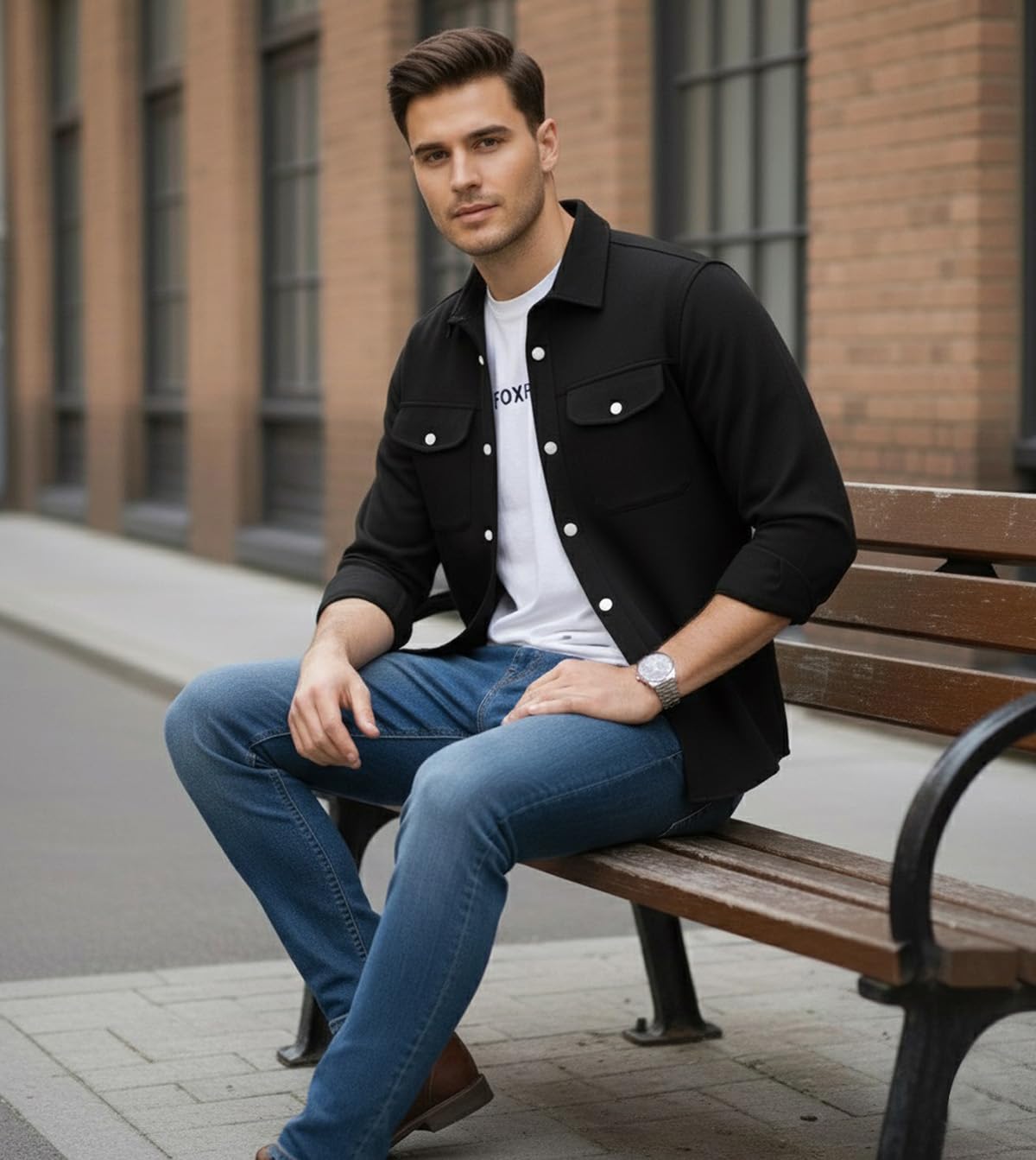 DEELMO Men’s Stylish Cotton Blend Casual Shirt || Full Sleeve Button-Down Shirt with Dual Flap Pockets || Comfortable Breathable Fabric || Perfect for Casual Office and Outing Wear