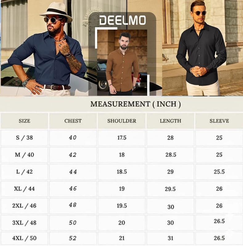 DEELMO Men’s Stylish Cotton Blend Casual Shirt || Full Sleeve Button-Down Shirt with Dual Flap Pockets || Comfortable Breathable Fabric || Perfect for Casual Office and Outing Wear
