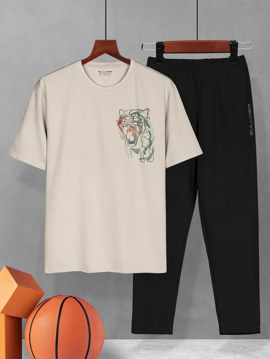 BULLMER Trendy Clothing Set with Oversized T-Shirt & Pants Co-ords for Men