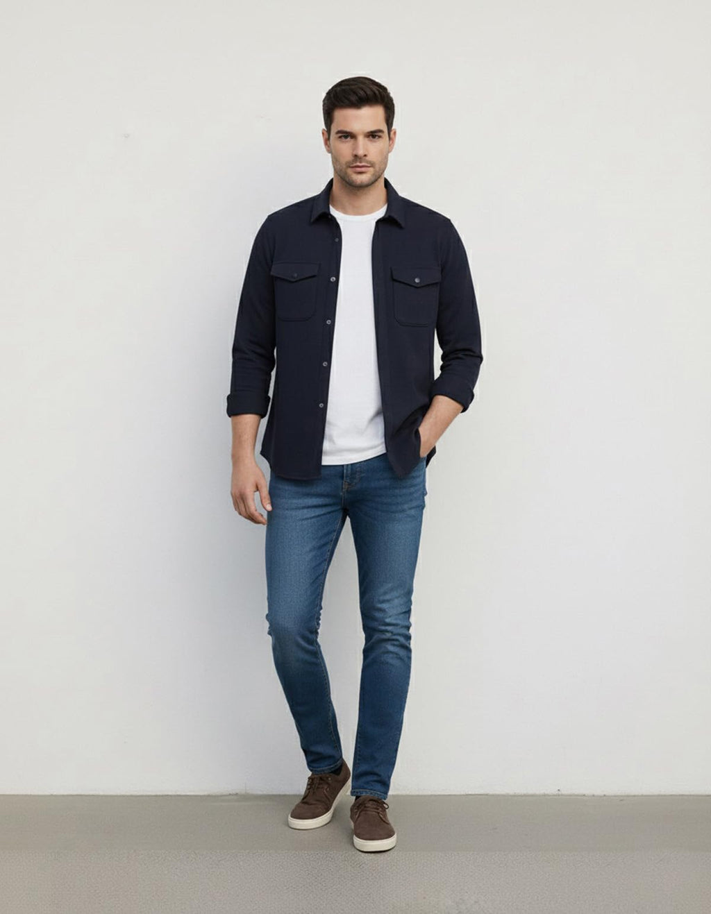 DEELMO Men’s Stylish Cotton Blend Casual Shirt || Full Sleeve Button-Down Shirt with Dual Flap Pockets || Comfortable Breathable Fabric || Perfect for Casual Office and Outing Wear