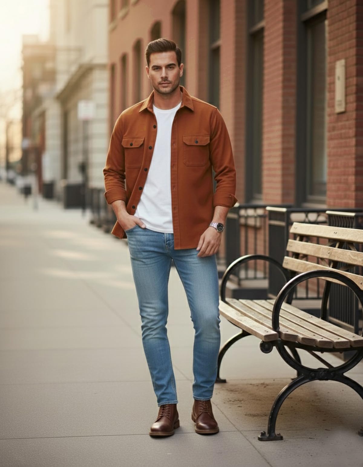 DEELMO Men’s Stylish Cotton Blend Casual Shirt || Full Sleeve Button-Down Shirt with Dual Flap Pockets || Comfortable Breathable Fabric || Perfect for Casual Office and Outing Wear