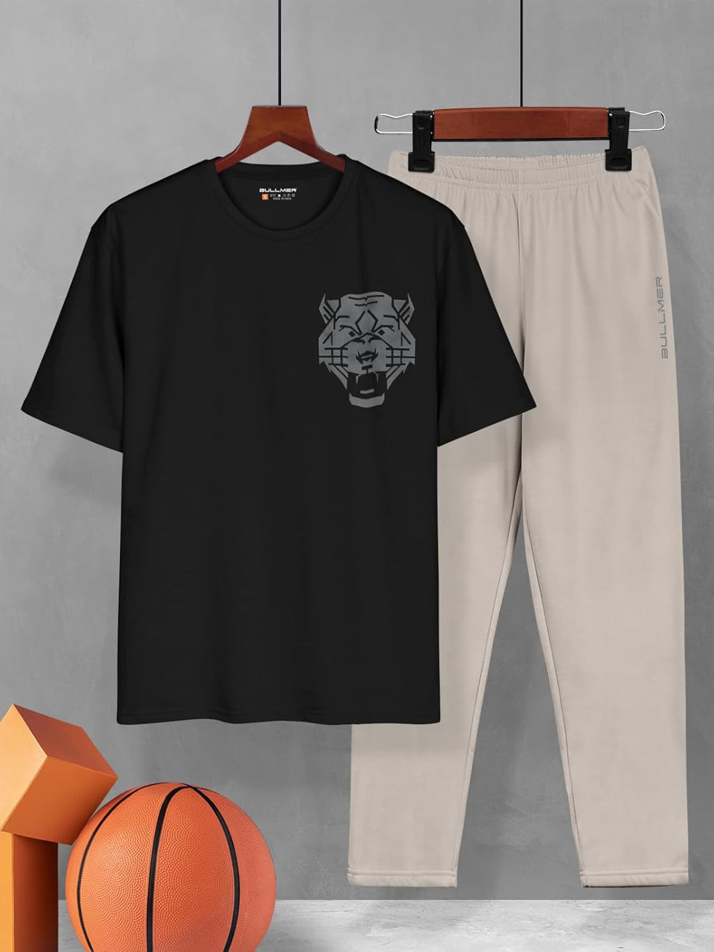 BULLMER Trendy Clothing Set with Oversized T-Shirt & Pants Co-ords for Men