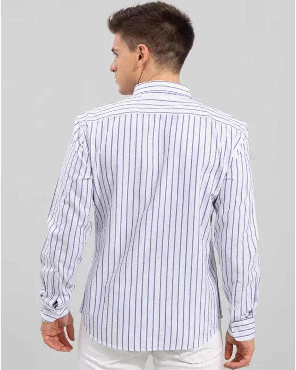U TURN Men's Casual Printed Striped Stylish Latest Formal Shirt for Men
