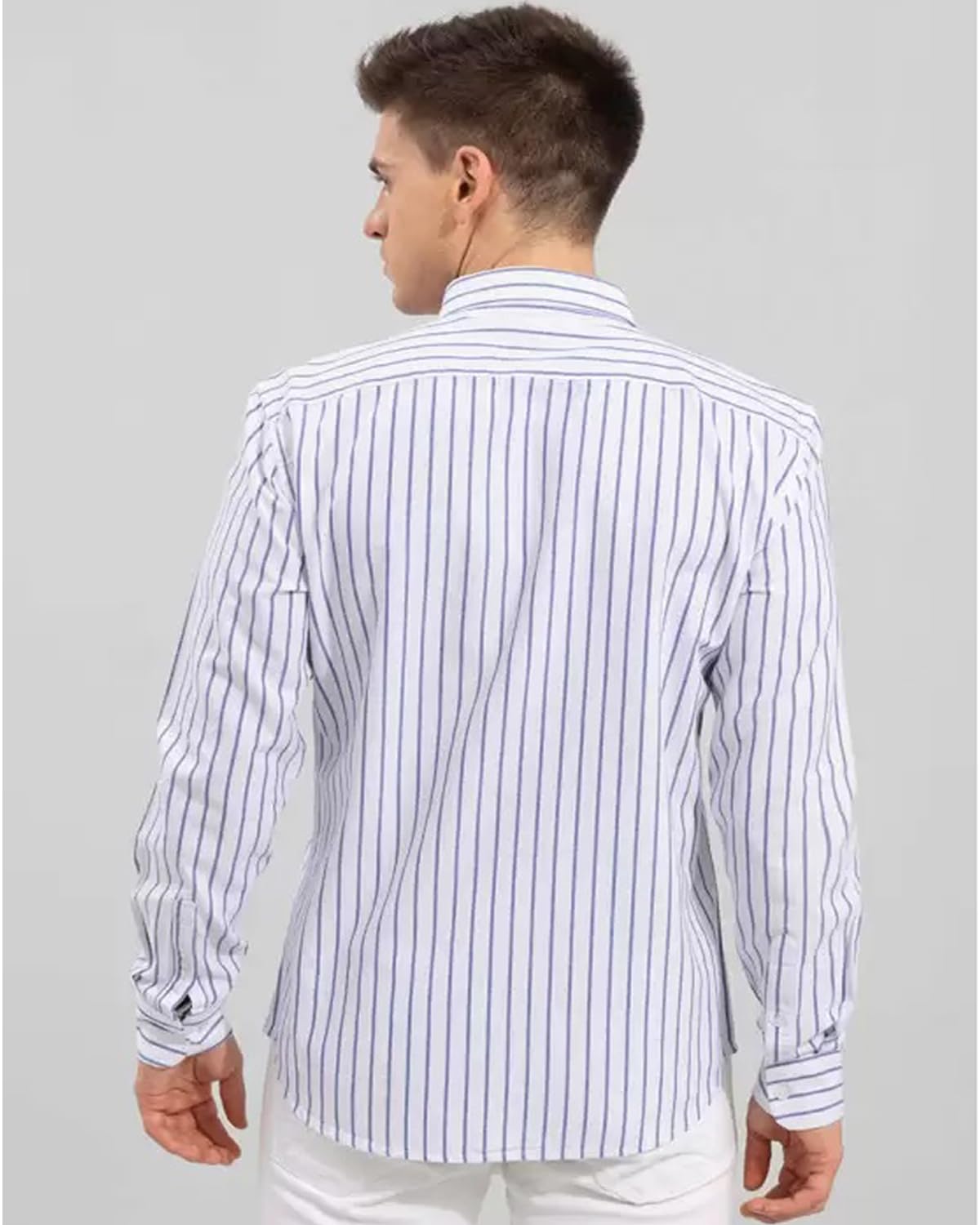 U TURN Men's Casual Printed Striped Stylish Latest Formal Shirt for Men