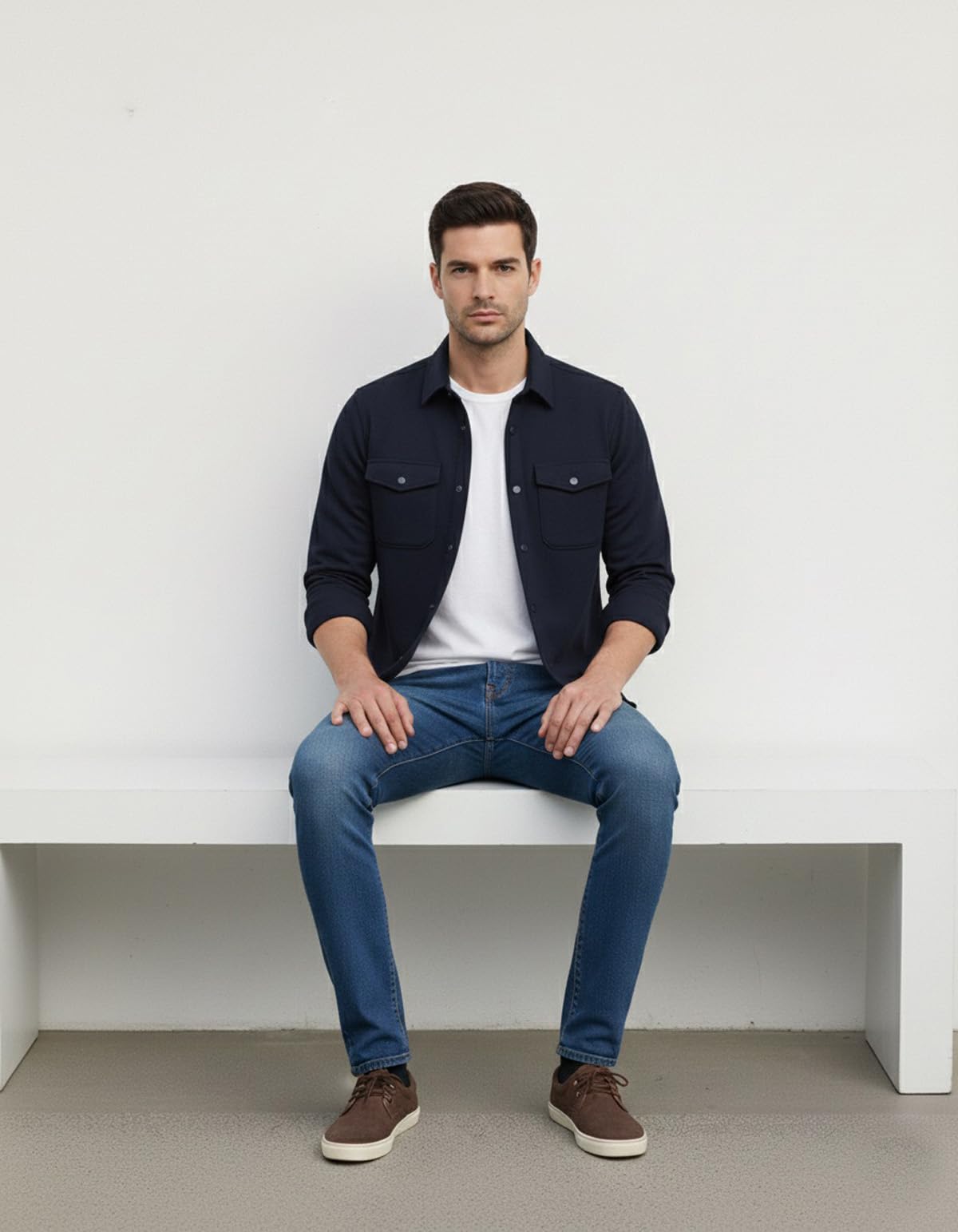 DEELMO Men’s Stylish Cotton Blend Casual Shirt || Full Sleeve Button-Down Shirt with Dual Flap Pockets || Comfortable Breathable Fabric || Perfect for Casual Office and Outing Wear