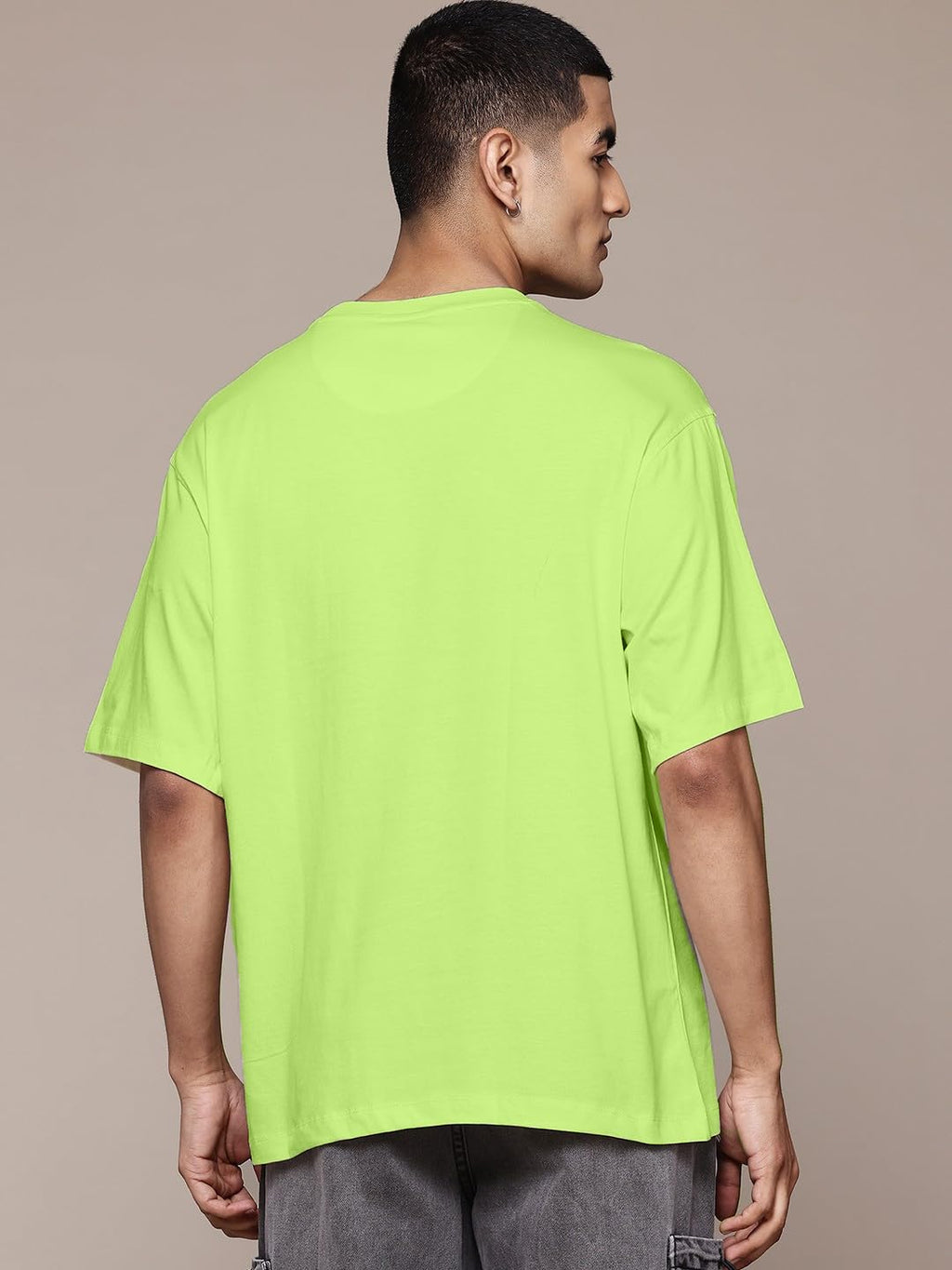 LEOTUDE Men's Half Sleeve Round Neck Cottonblend Graphic Print Oversized Tshirt for Man