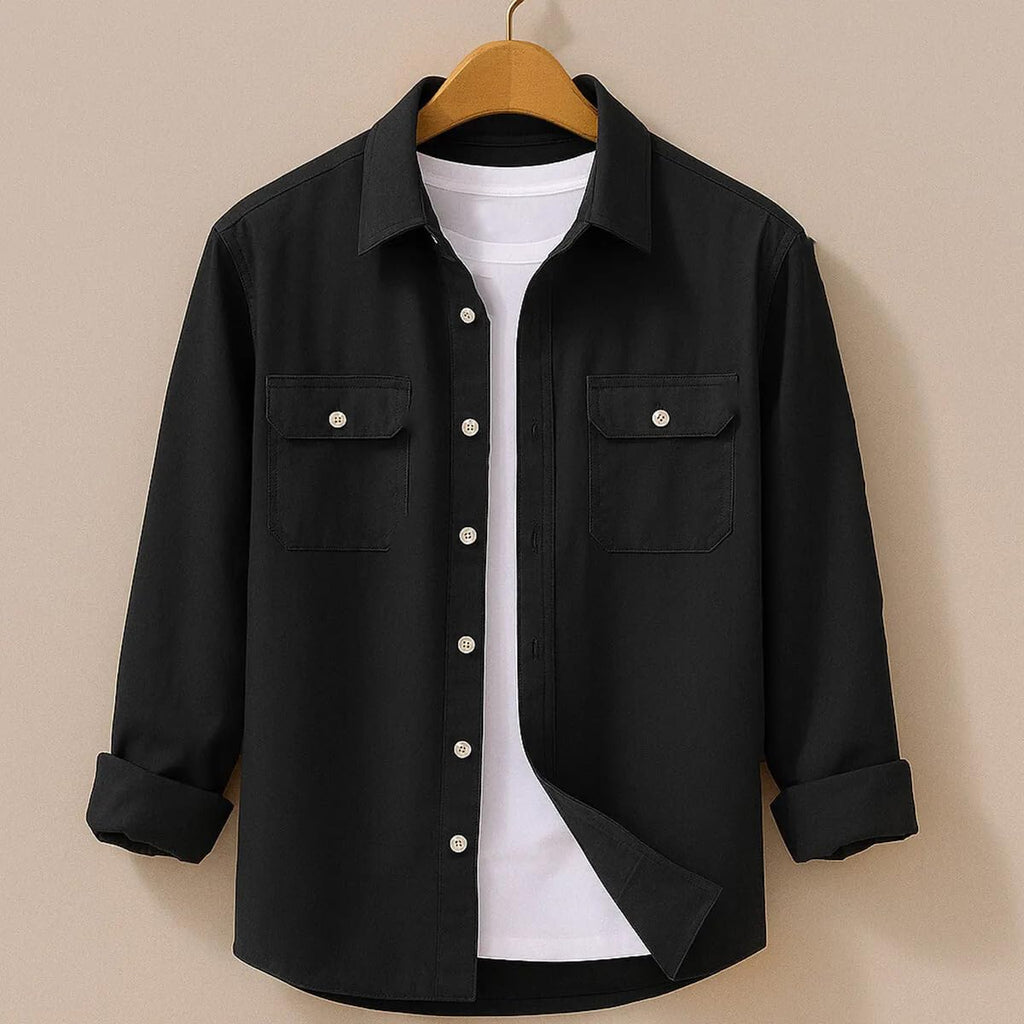 DEELMO Men’s Stylish Cotton Blend Casual Shirt || Full Sleeve Button-Down Shirt with Dual Flap Pockets || Comfortable Breathable Fabric || Perfect for Casual Office and Outing Wear