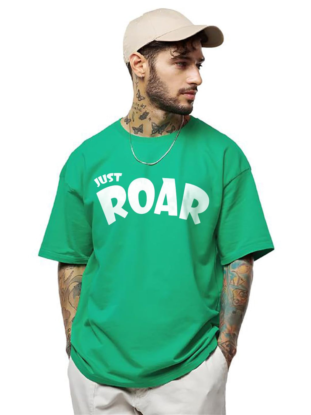 LEOTUDE Men's Half Sleeve Round Neck Cottonblend Graphic Print Oversized Tshirt for Man