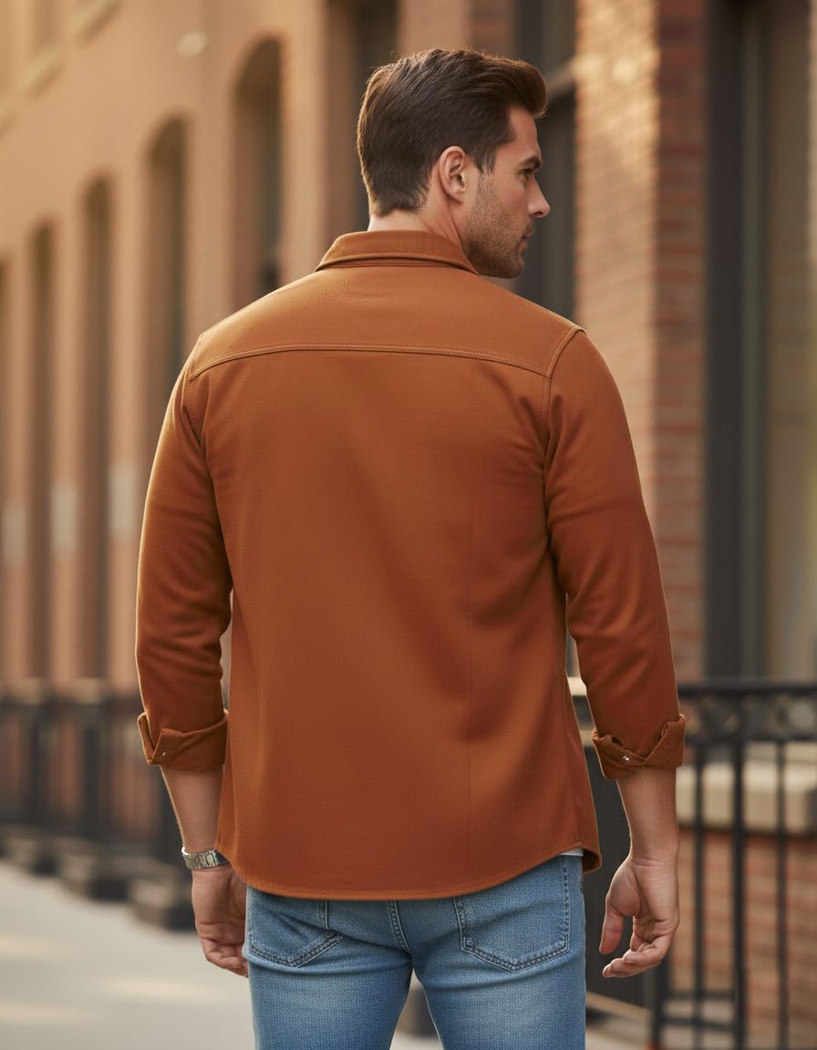 DEELMO Men’s Stylish Cotton Blend Casual Shirt || Full Sleeve Button-Down Shirt with Dual Flap Pockets || Comfortable Breathable Fabric || Perfect for Casual Office and Outing Wear
