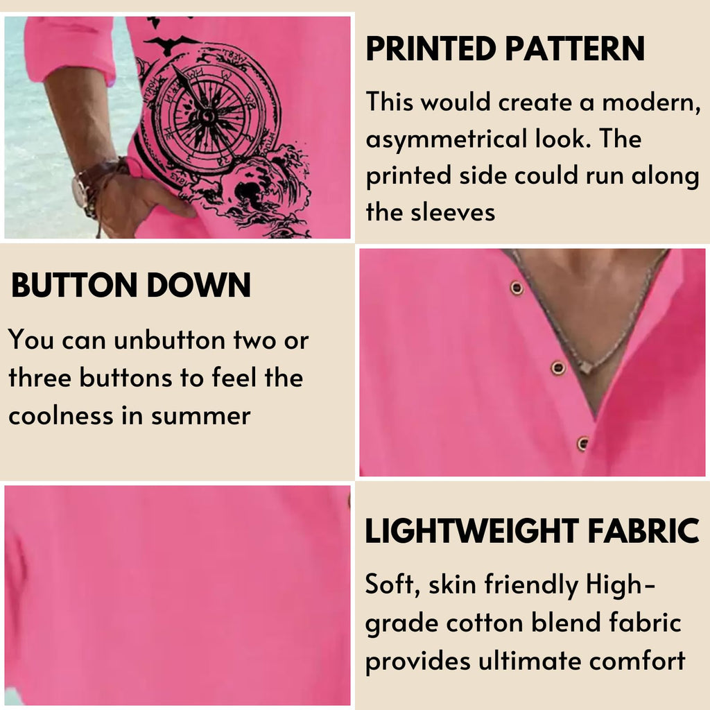 DEELMO Men's Cotton Blend Mandarin Collar Self One Design Full Sleeve Casual Short Kurta