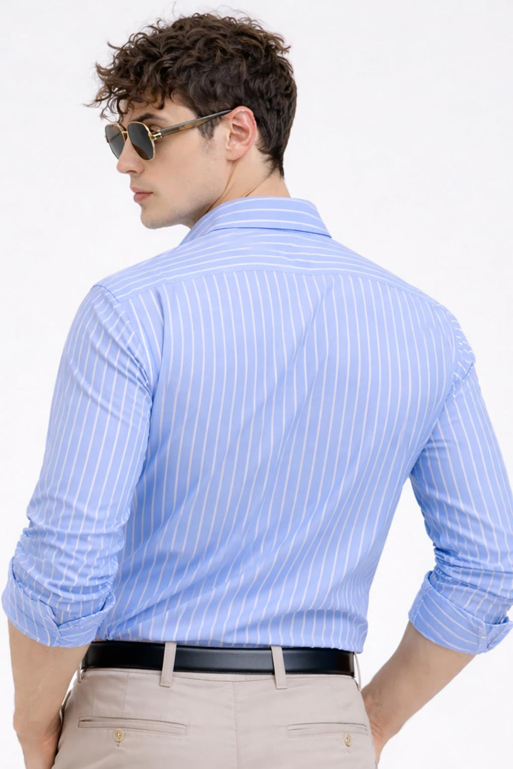 U TURN Men's Casual Printed Striped Stylish Latest Formal Shirt for Men