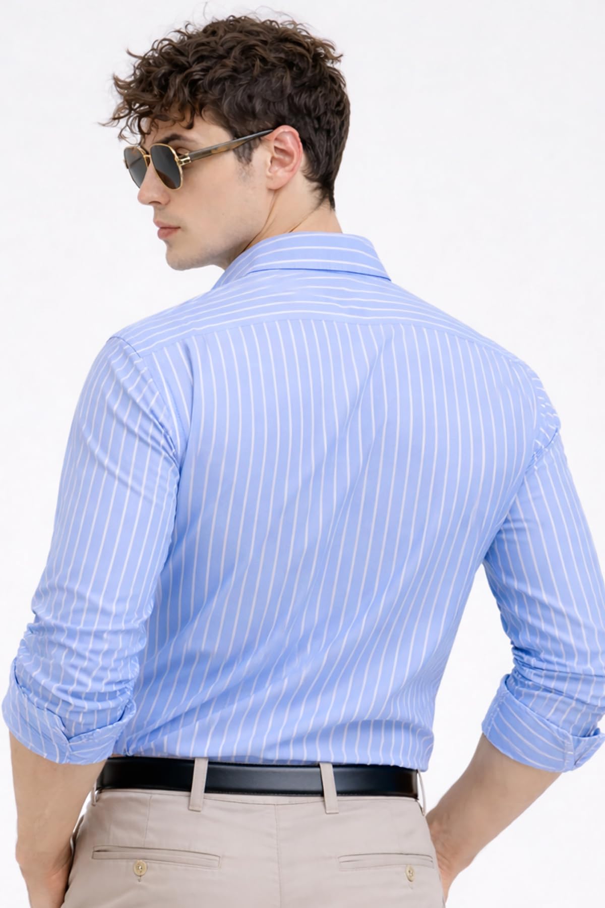 U TURN Men's Casual Printed Striped Stylish Latest Formal Shirt for Men