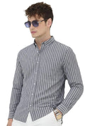 U TURN Men's Casual Printed Striped Stylish Latest Formal Shirt for Men